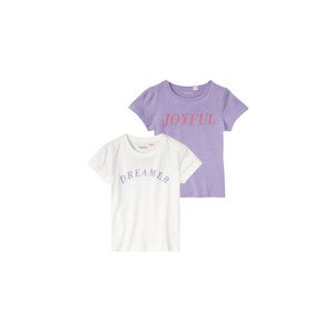 lupilu® Dívčí triko, 2 kusy (child#female#ne, 98/104, světle fialová / bílá)