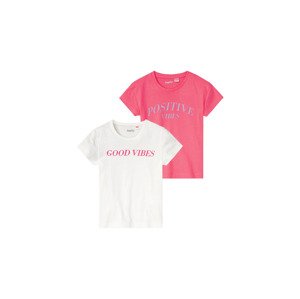 lupilu® Dívčí triko, 2 kusy (child#female#ne, 98/104, bílá/růžová)