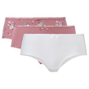 esmara® Dámské kalhotky s BIO bavlnou, 3 kusy (květiny / světle růžová / bílá, XL (48/50))