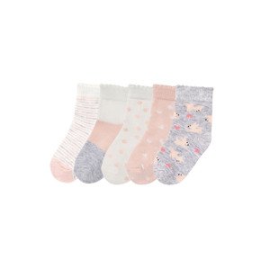 lupilu® Dívčí ponožky s BIO bavlnou, 5 párů (baby/infant#female, 11/14, puntíky / pruhy / světle růžová / šedá / bílá)