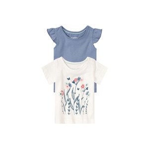 lupilu® Dívčí triko BIO, 2 kusy (baby/infant#female#ne, 62/68, modrá/bílá)