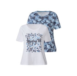 esmara® Dámské triko, 2 kusy (adult#female#ne, L (44/46), bílá / tmavě modrá)