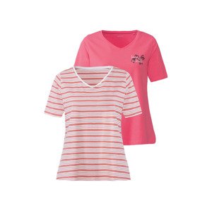esmara® Dámské triko, 2 kusy (adult#female#ne, XL (48/50), růžová pruhy)