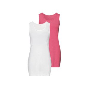 esmara® Dámský dlouhý top, 2 kusy (XL (48/50), bílá / světle růžová)