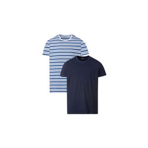 LIVERGY® Pánské triko, 2 kusy (adult#male#ne, M (48/50), pruhy/bílá)