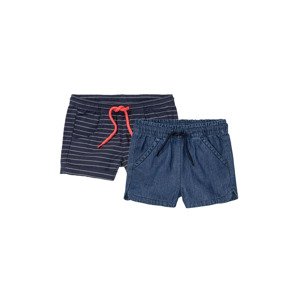 lupilu® Dívčí / Chlapecké šortky, 2 kusy (110/116, pruhy/tmavě modrá)