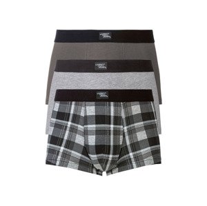 LIVERGY® Pánské boxerky, 3 kusy (adult#male#ne#undershorts, 5/M, kostkovaná/antracitová/šedá)