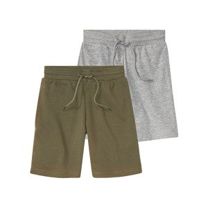 pepperts!® Chlapecké teplákové kraťasy, 2 kusy (122/128, šedá / khaki)