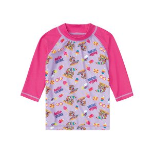 Dívčí triko na plavání s UV ochranou (134/140, Tlapková patrola / růžová)