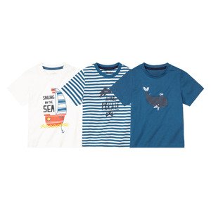 lupilu® Chlapecké triko, 3 kusy (child#male#ne, 86/92, bílá/modrá)