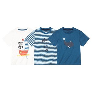 lupilu® Chlapecké triko, 3 kusy (child#male#ne, 98/104, bílá/modrá)