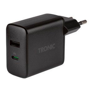 TRONIC Duální USB nabíječka, 30 W, USB-C PD, US (černá)