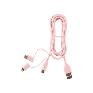TRONIC Nabíjecí a datový kabel 3 v 1, USB-A na  (světle růžová)