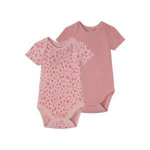 lupilu® Dívčí body s krátkými rukávy BIO, 2 kusy (baby/infant#female#ne, 62/68, světle růžová)