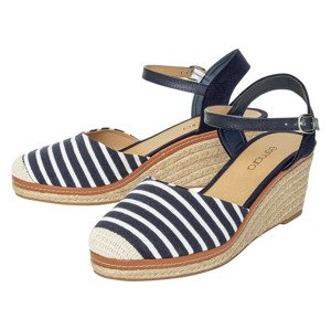 esmara® Dámské sandály na klínku (37, námořnická modrá / bílá)