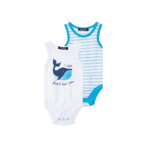 lupilu® Chlapecké body BIO, 2 kusy (baby/infant#male#ne, 86/92, bílá/modrá)