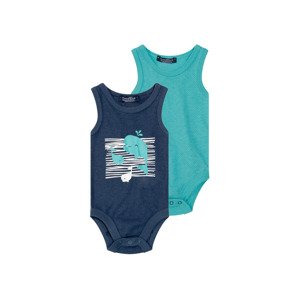 lupilu® Chlapecké body BIO, 2 kusy (baby/infant#male#ne, 74/80, tyrkysová / tmavě modrá)