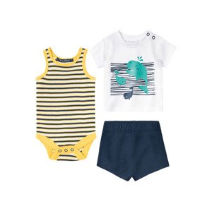 lupilu® Chlapecká letní souprava BIO, 3dílná  (baby/infant#male#ne, 86/92, bílá / žlutá / navy modrá)