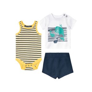 lupilu® Chlapecká letní souprava BIO, 3dílná  (baby/infant#male#ne, 86/92, bílá / žlutá / navy modrá)