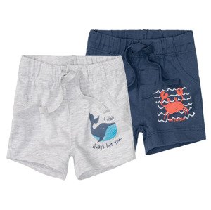 lupilu® Chlapecké kraťasy s BIO bavlnou, 2 kusy (baby/infant#male#ne, 50/56, šedá / navy modrá)