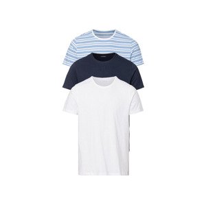 LIVERGY® Pánské triko, 3 kusy (L (52/54), bílá / navy modrá / modrá pruhy)