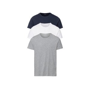LIVERGY® Pánské triko, 3 kusy (L (52/54), šedá / tmavě modrá / bílá)