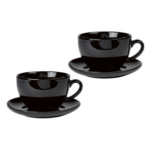 ERNESTO® Sada šálků na latté / cappuccino, 2dílná (šálky na cappuccino, černá)
