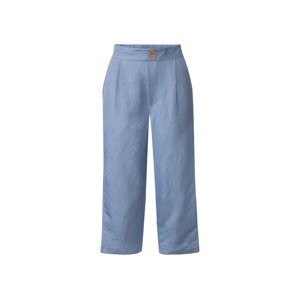esmara® Dámské lněné culotte kalhoty 3/4 délka (modrá, 38)
