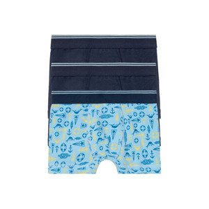 lupilu® Chlapecké boxerky, 3 kusy (child#male#ne#undershorts, 86/92, námořnická modrá pruhovaná / modrá vzorovaná)