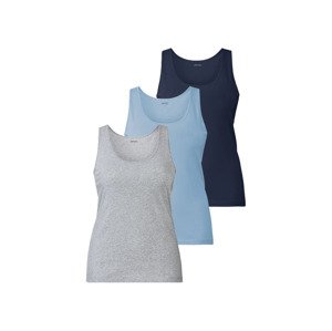 esmara® Dámské tílko XXL, 3 kusy (adult#female#ne, 3XL(56/58), šedá / námořnická modrá / modrá)