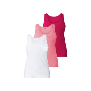 esmara® Dámské tílko XXL, 3 kusy (adult#female#ne, XL (48/50), bílá/červená/růžová)