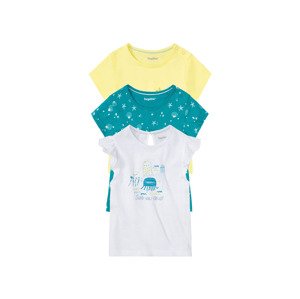 lupilu® Dívčí triko, 3 kusy (child#female#ne, 86/92, žlutá/bílá/petrolejová)