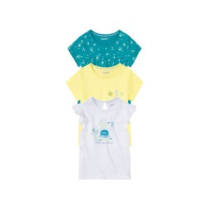 lupilu® Dívčí triko, 3 kusy (child#female#ne, 98/104, žlutá/bílá/petrolejová)