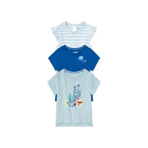 lupilu® Dívčí triko, 3 kusy (child#female#ne, 98/104, pruhy / modrá / světle modrá)
