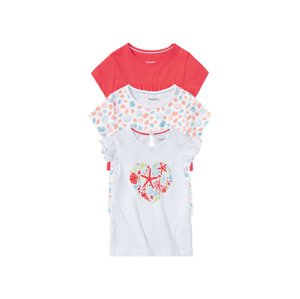 lupilu® Dívčí triko, 3 kusy (child#female#ne, 86/92, bílá srdce / bílá vzorovaná / červená)