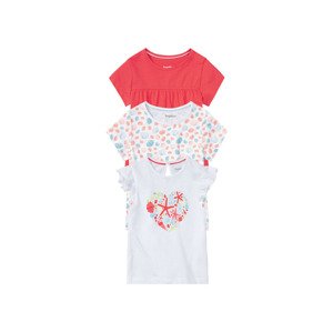 lupilu® Dívčí triko, 3 kusy (child#female#ne, 98/104, bílá srdce / bílá vzorovaná / červená)