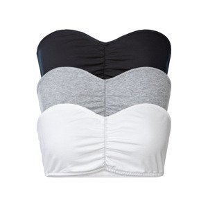esmara Dámská bandeau podprsenka, 3 kusy (S (36/38), černá/šedá/bílá)