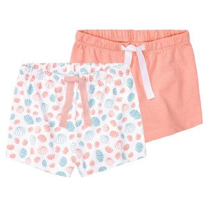 lupilu® Dívčí šortky, 2 kusy (98/104, bílá / světle růžová)