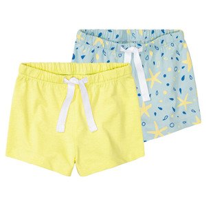 lupilu® Dívčí šortky, 2 kusy (86/92, modrá/žlutá)