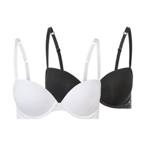 esmara® Dámská push-up podprsenka s krajkou, 2 kusy (ne#bra, 80B, černá/bílá)