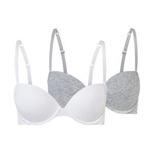 esmara® Dámská push-up podprsenka s krajkou, 2 k (ne#bra, 85B, šedá/bílá)