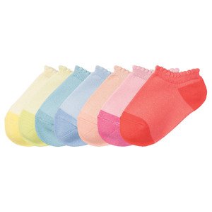 lupilu Dívčí ponožky s BIO bavlnou, 7 párů  (23/26, žlutá / zelená / světle modrá / korálová / růžová)