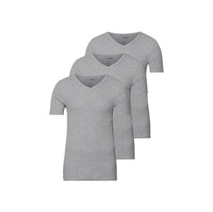 LIVERGY Pánské spodní triko, 3 kusy (6/L, šedá, "V" výstřih)