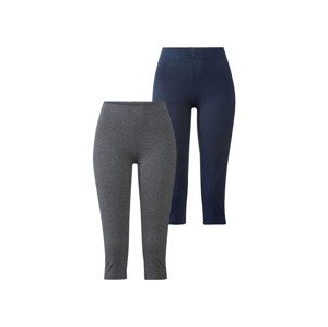 esmara® Dámské capri legíny, 2 kusy (XS (32/34), šedá / navy modrá)