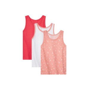 lupilu Dívčí košilka s BIO bavlnou, 3 kusy (86/92, korálová/bílá/červená)