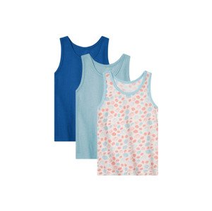 lupilu Dívčí košilka s BIO bavlnou, 3 kusy (86/92, bílá / modrá / světle modrá)