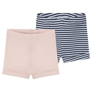 lupilu® Dívčí šortky s BIO bavlnou, 2 kusy (baby/infant#female#ne, 62/68, námořnická modrá / světle růžová)