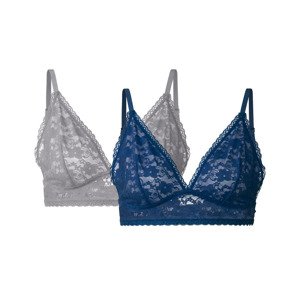 esmara® Dámská krajková podprsenka, 2 kusy (ne#bra, S (36/38), námořnická modrá / šedá)