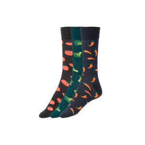 LIVERGY Pánské ponožky, 3 páry (39/42, navy modrá / zelená / černá)