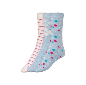 esmara Dámské ponožky, 3 páry (39/42, modrá / světle růžová)